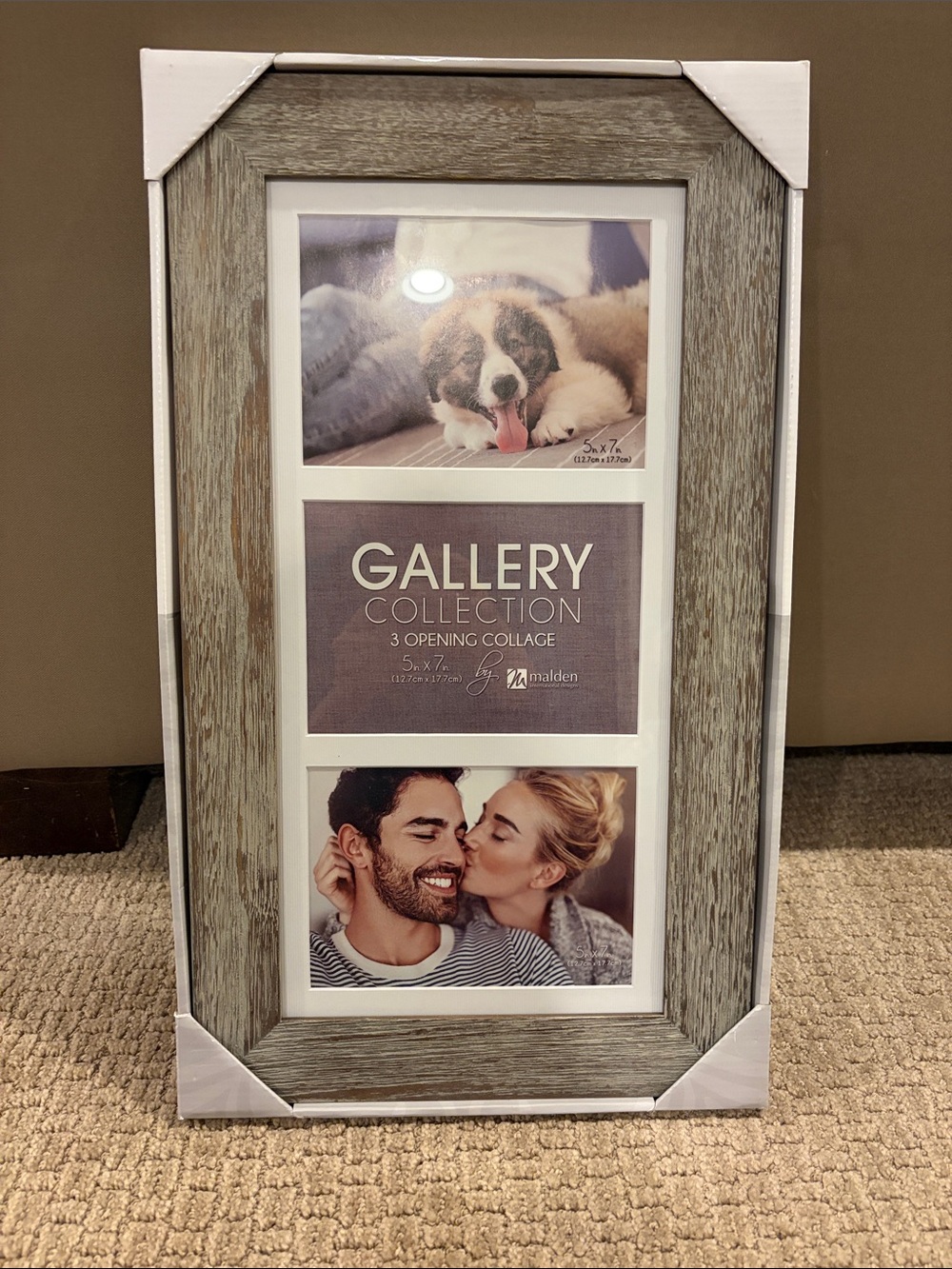 Malden 3-Opening Collage Frame in Weathered Gray and White
